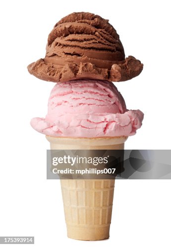 32 Double Scoop Ice Cream Cone Stock Photos, High-Res Pictures, and Images  - Getty Images