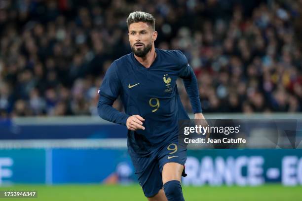 Olivier Giroud of France in action during the international friendly match between France and Scotland at Decathlon Arena, Stade Pierre Mauroy on...