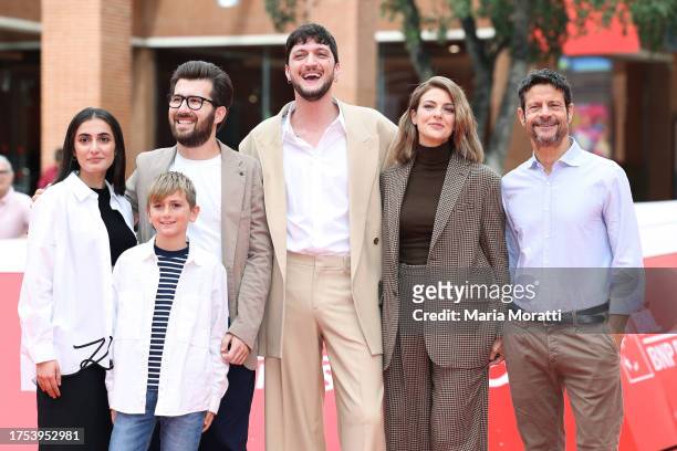 Swamy Rotolo, Francesco Lombardi, Gianluca Santoni, Andrea Lattanzi, Barbara Ronchi and Andrea Sartoretti attend a red carpet for the movie "Io E Il...