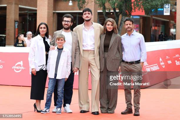 Swamy Rotolo, Francesco Lombardi, Gianluca Santoni, Andrea Lattanzi, Barbara Ronchi and Andrea Sartoretti attend a red carpet for the movie "Io E Il...