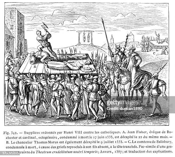 punishments ordered by henry viii against catholics - execution stock illustrations