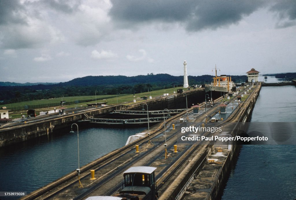Ship Entering A Lock On The Panama Canal