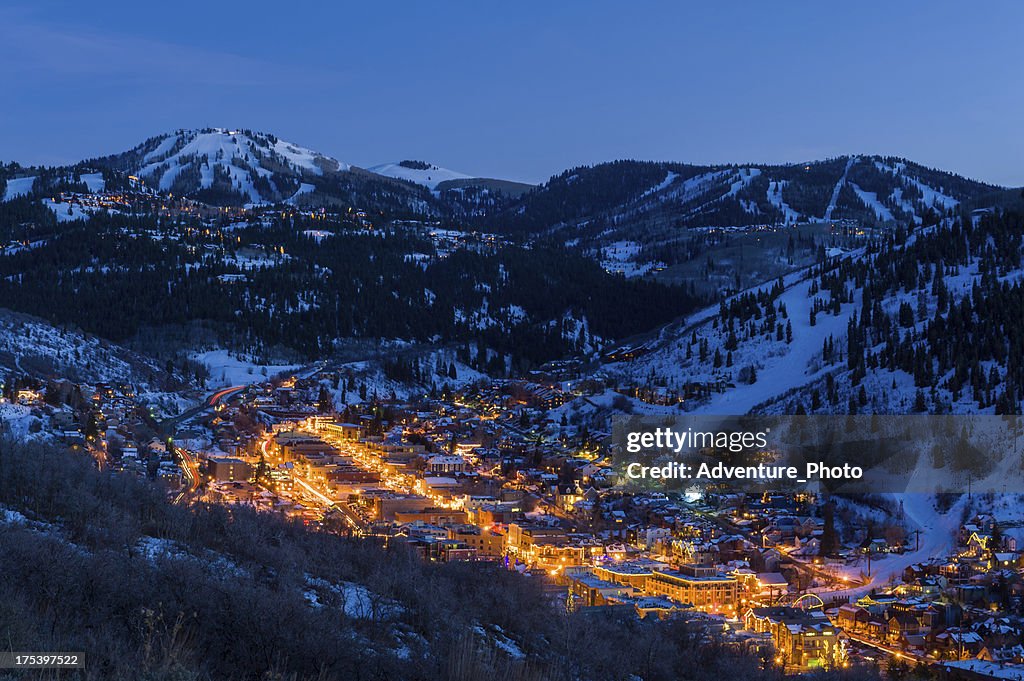 Dusk View of Park City Glowing