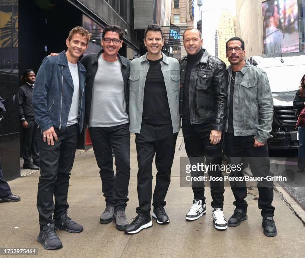 Joey McIntyre, Jonathan Knight, Jordan Knight, Donnie Wahlberg and Danny Wood of New Kids on the Block are seen at "Good Morning America" on October...