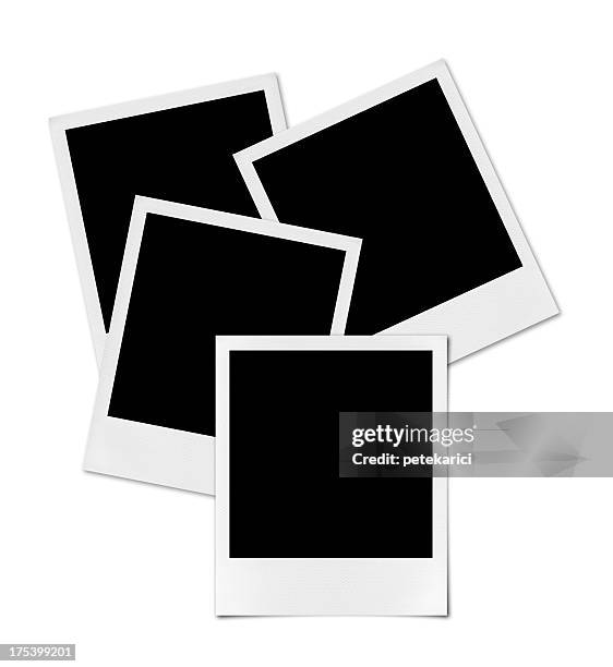 blanco polaroid (clipping path (borde de corte - album de fotos fotografías e imágenes de stock