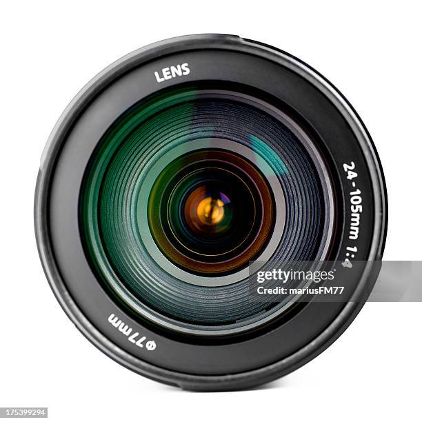 kamera objektiv - camera white background stock-fotos und bilder
