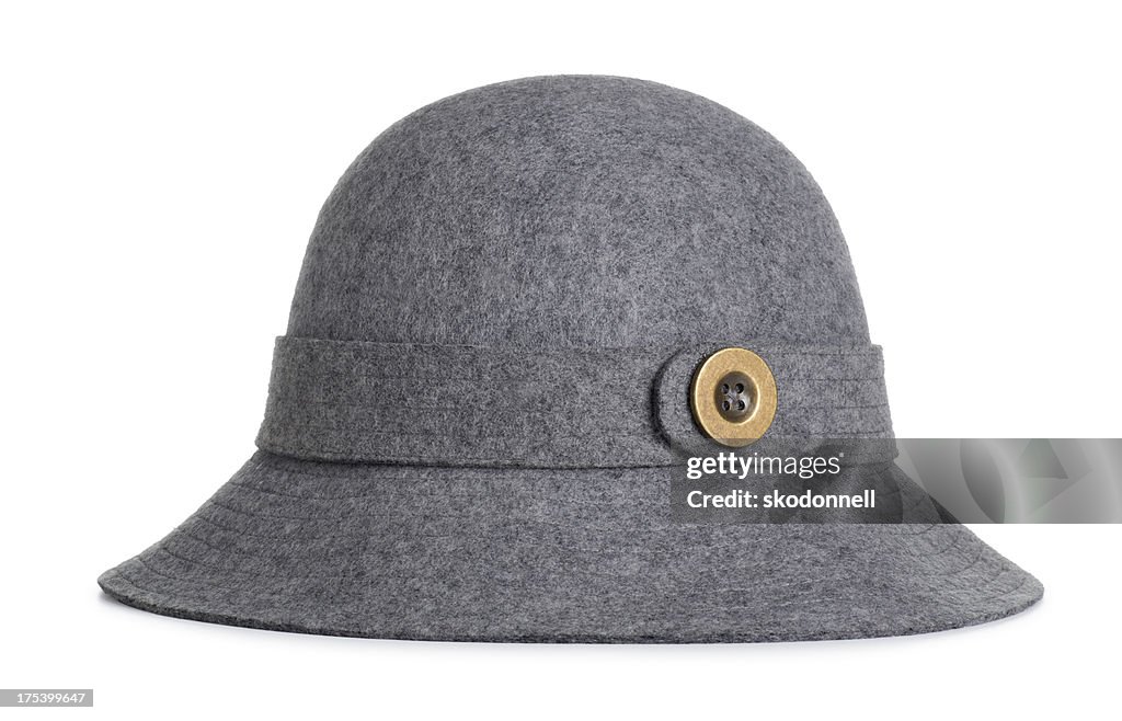 Antique Ladies Grey Felt Hat