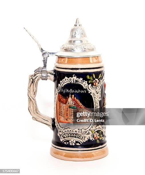 a large detailed stein full of beer - beer jug stock pictures, royalty-free photos & images