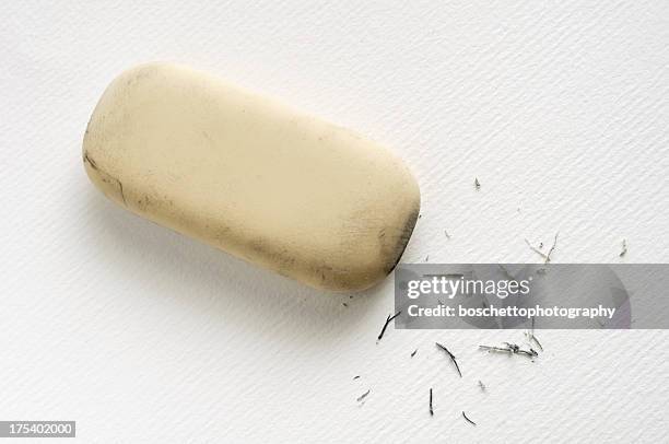 eraser and residue - eraser stockfoto's en -beelden