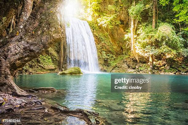 erawan waterfall - thailand - waterfall stock pictures, royalty-free photos & images
