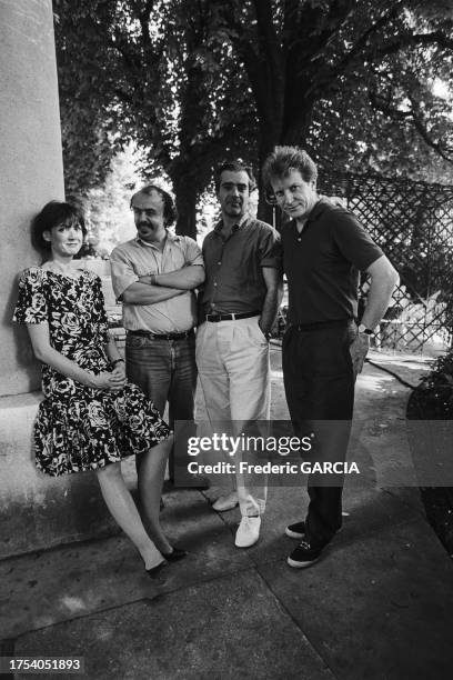 Sabine Azéma, Pierre Arditi et André Dussollier à la fête du Cinéma à Paris, en juin 1986.