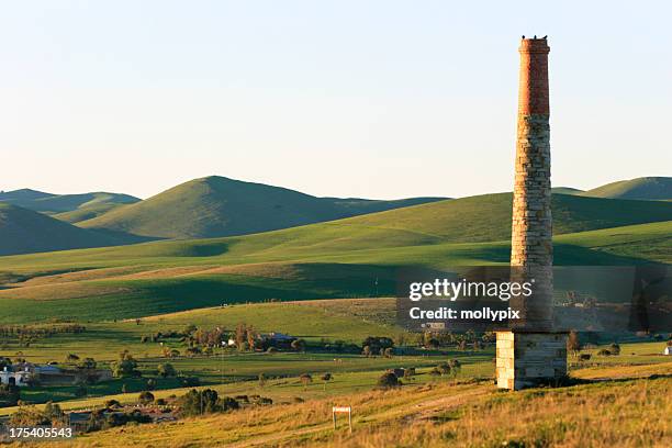 chimney at burra mine south australia - south australia copy space stock pictures, royalty-free photos & images