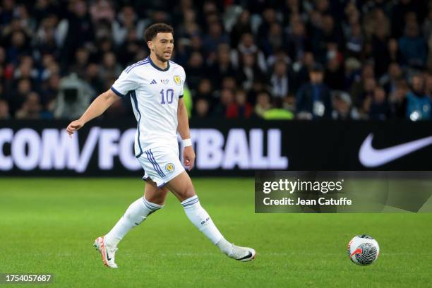 Che Adams of Scotland in action during the international friendly match between France and Scotland at Decathlon Arena, Stade Pierre Mauroy on...