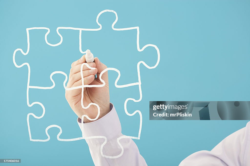 Puzzle œuvres réalisées à la main sur l'écran