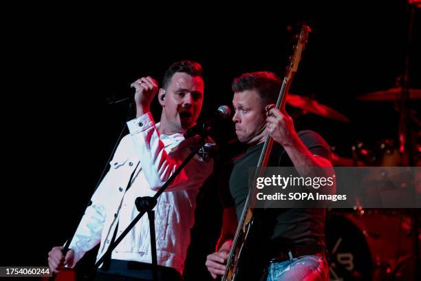 To R - Ty Hunter and Luke Hunter of the Canadian Country Music group the Hunter Brothers perform during the "Burn Down The Barn" tour at the Winspear...