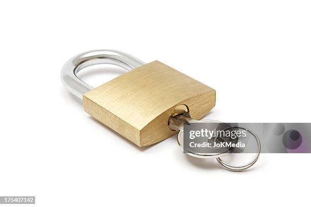 padlock with key - padlock stock pictures, royalty-free photos & images