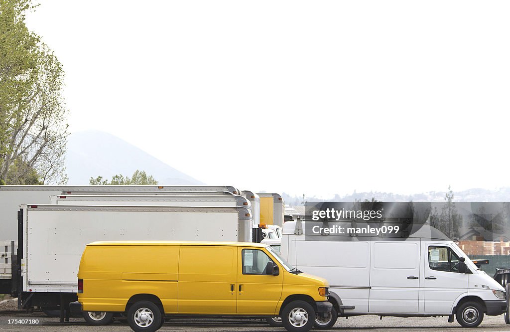 Blank moving vans and trucks