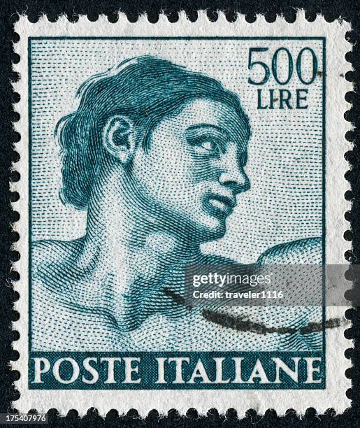 die erschaffung adams-briefmarke - briefmarke stock-fotos und bilder