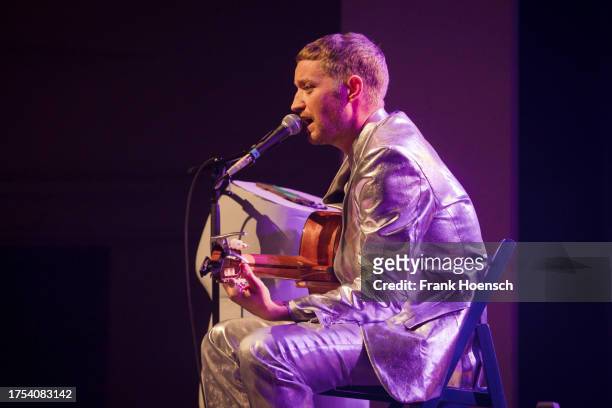 German rapper Markus Winter aka Maeckes performs live on stage during a concert at the Metropol on October 23, 2023 in Berlin, Germany.