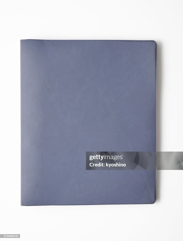 Isolated shot of closed blank ring binder on white background