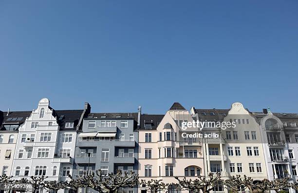 row of beautiful townhouses - dusseldorf germany stock pictures, royalty-free photos & images