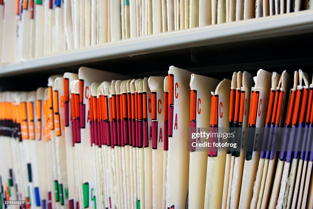 Various alphabetized medical records