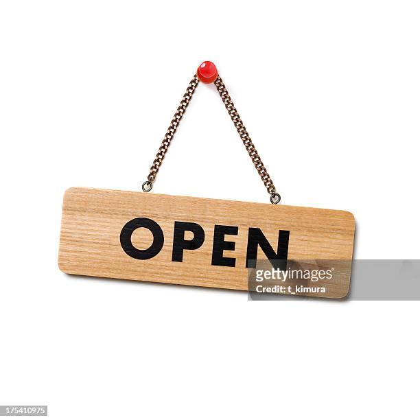 open sign - open sign on door stockfoto's en -beelden