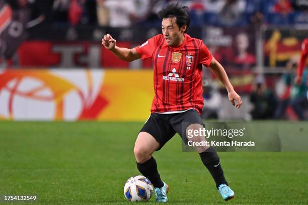 Shoya Nakajima of Urawa Red Diamonds in action during the AFC Champions League Group J match between Urawa Red Diamonds and Pohang Steelers at...