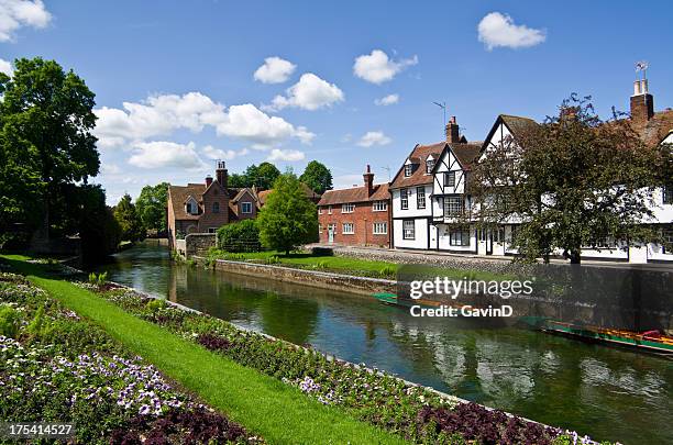 canterbury and the river stour - canterbury kent stock pictures, royalty-free photos & images