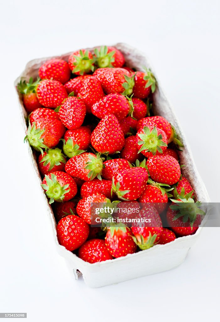Strawberries in a cardboard box