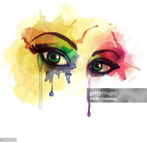 aquarell augen - eyes crying stock-grafiken, -clipart, -cartoons und -symbole