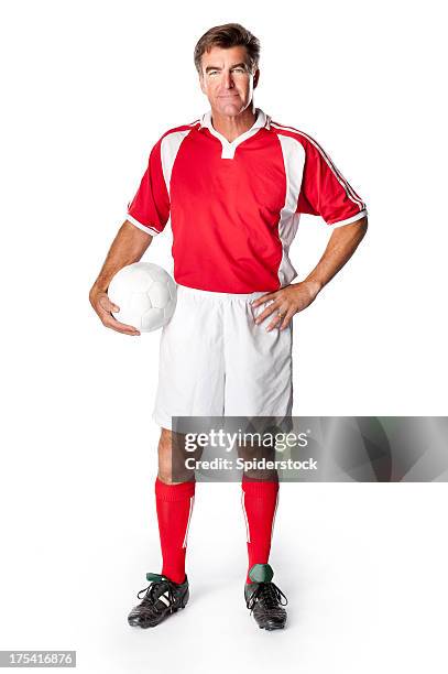 soccer coach player with ball - trainer cutout stockfoto's en -beelden