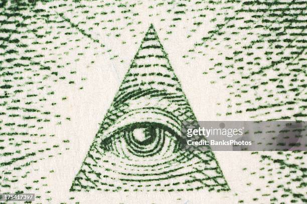 extreme macro one dollar bill pyramid eye - pyramid with eye stock pictures, royalty-free photos & images