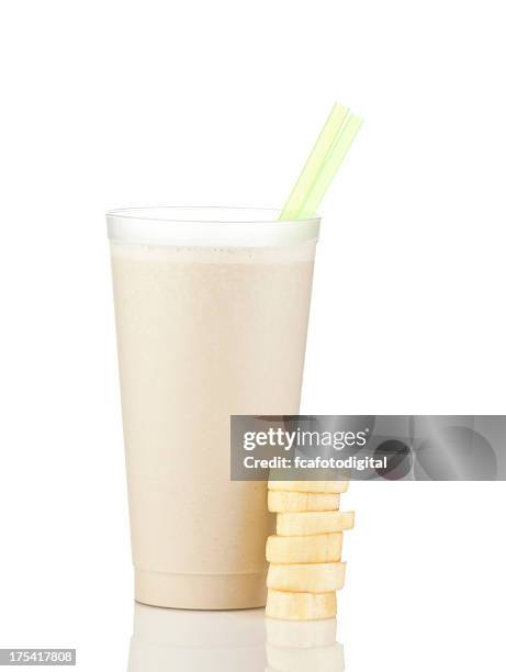 banana smoothie - banana smoothie isolated stock pictures, royalty-free photos & images