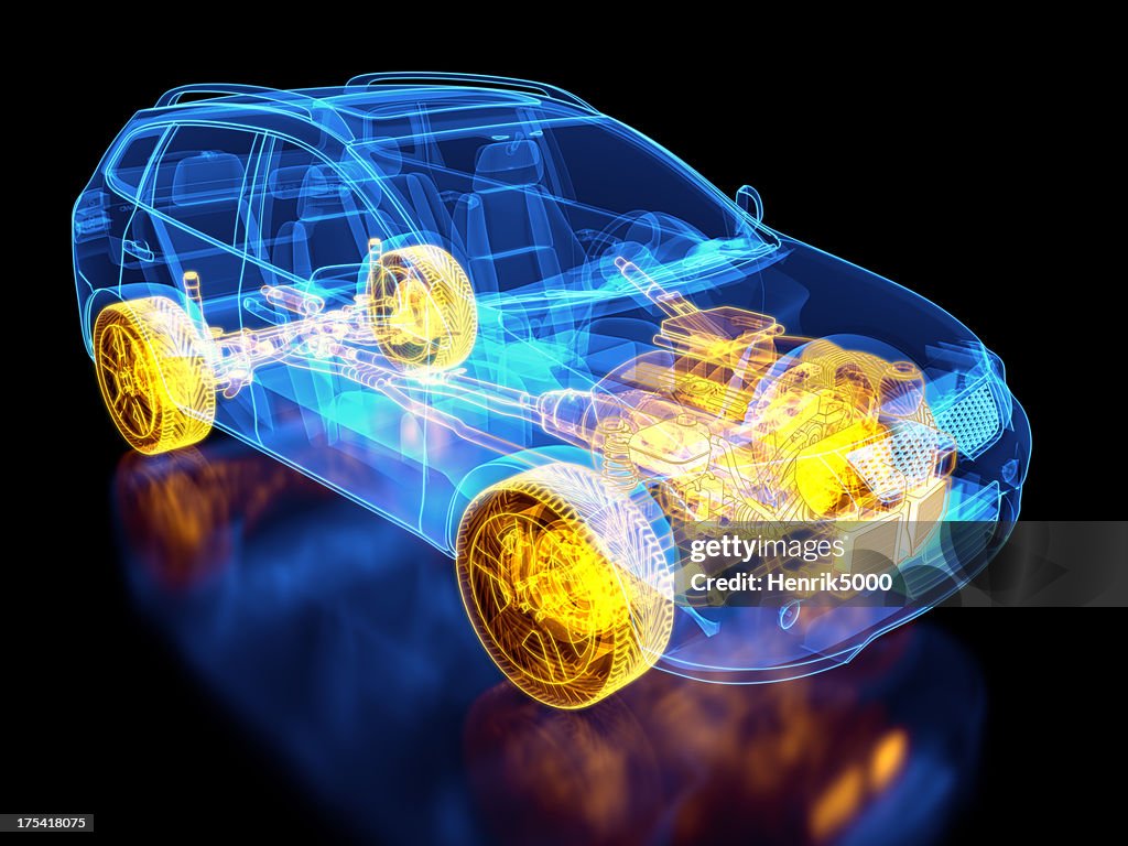 SUV Car and chassis X-ray / Blueprint