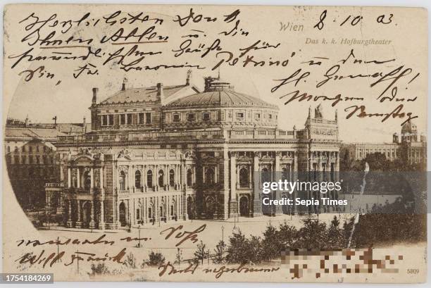 Vienna. Das k. K. Hofburgtheater, Dr. Trenkler Co, Producer paperboard, Collotype, Inscription, FROM, Vienna, TO, Vienna XIX, ADDRESS, Frau,...