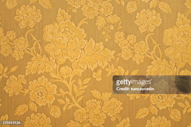 alta resolución con un patrón floral fondo de oro - papel pintado vintage fotografías e imágenes de stock