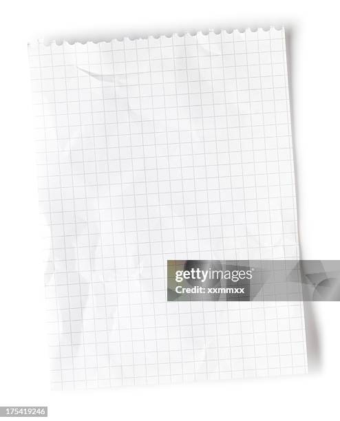 leere seite leicht faltig, weiß millimeterpapier - graph paper stock-fotos und bilder