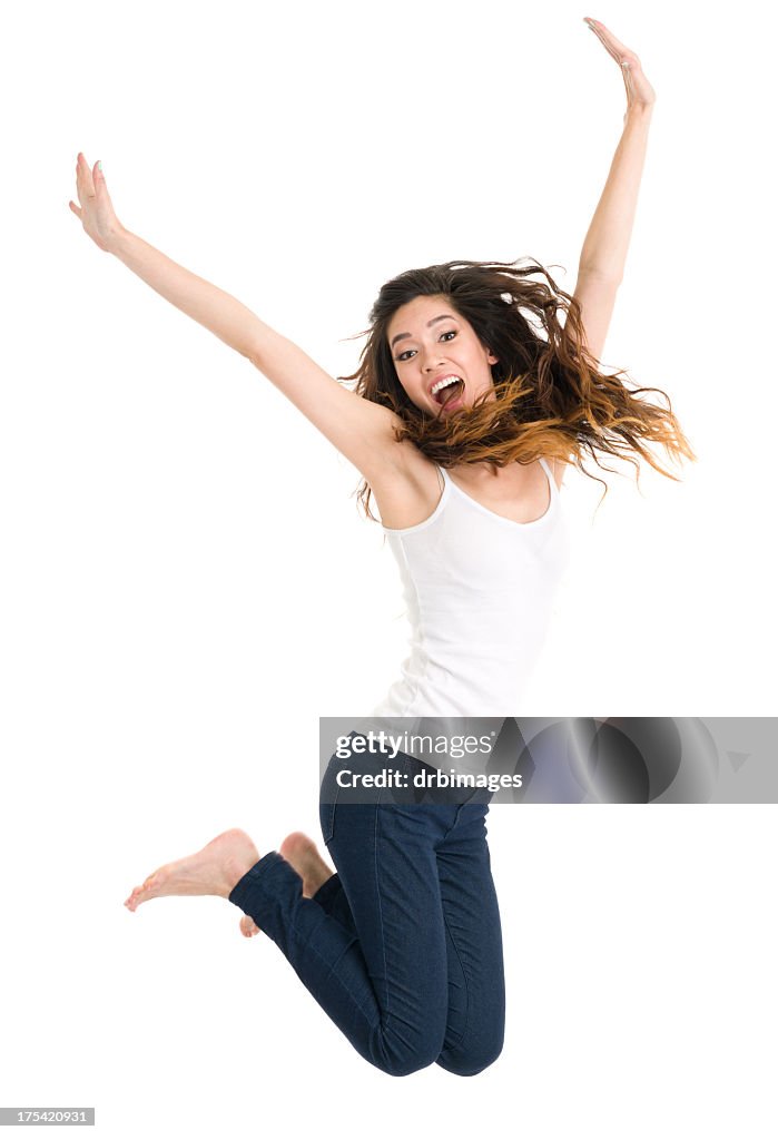 Jumping Young Woman