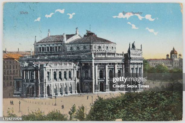 Wien Burgtheater, A. Grünspann, Producer coated paperboard, autochrome print, Inscription, FROM, Wien, TO, Graz, ADDRESS, Herr, [.] [.],...