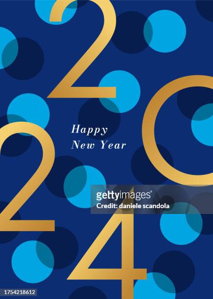 ilustraciones, imágenes clip art, dibujos animados e iconos de stock de feliz año nuevo 2024 con puntos en el fondo. - resiliencia