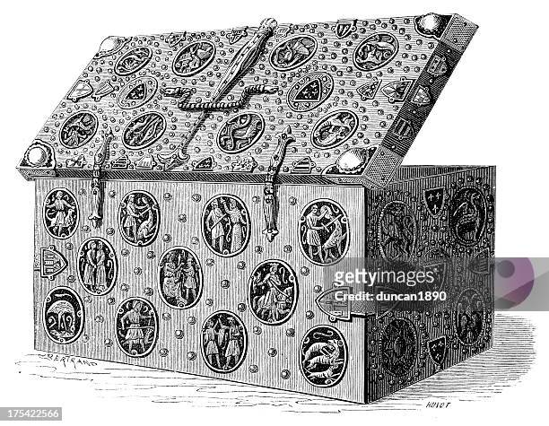 medieval chest - coffer stock illustrations