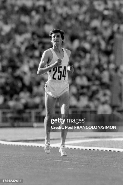 Sebastian Coe à l'épreuve masculine du 1500m des Jeux Olympiques d'été de Moscou, le juillet 1980.