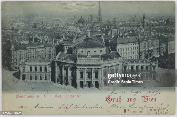 1st, Universitätsring 2 - Burgtheater, Panoramic view from the City Hall towards the Innere Stadt, Picture postcard, Carl Ledermann jun., Producer...