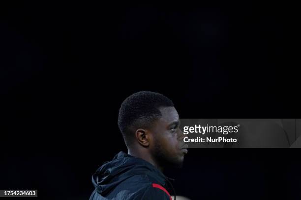 Pierre Kalulu of AC Milan looks on during the Serie A Tim match between SSC Napoli and AC Milan at Stadio Diego Armando Maradona on October 29, 2023...