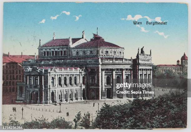 Vienna Burgtheater, A. Grünspann, Producer coated paperboard, autochrome print, Inscription, FROM, Vienna, TO, Pola [Pula?, note], ADDRESS, Sr....