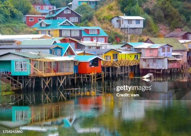 chiloé island - stilt hut stock pictures, royalty-free photos & images