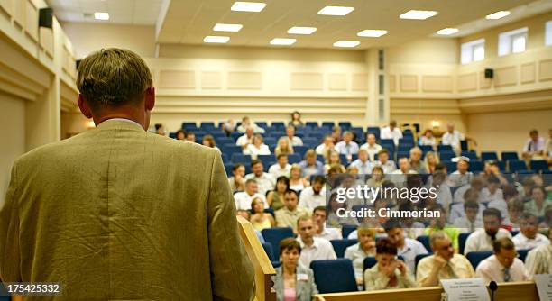 during the presentation - large auditorium stock pictures, royalty-free photos & images