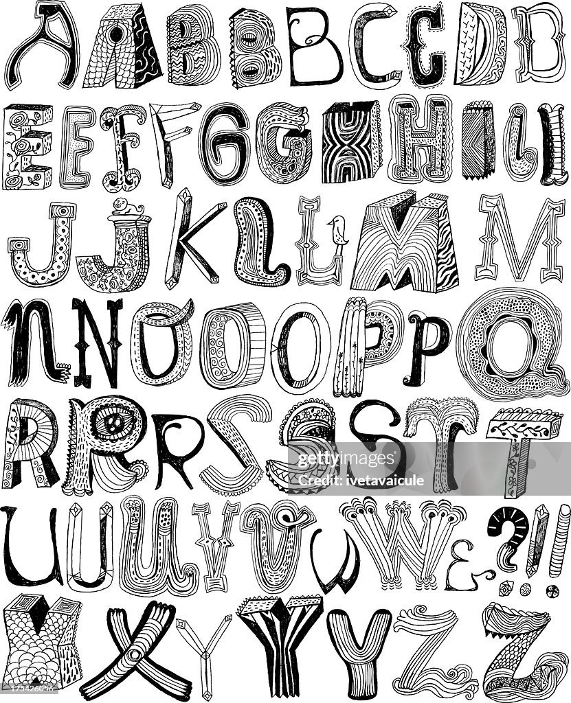 Funky Lettertypes Funky Hand Drawn Letters High-Res Vector Graphic - Getty Images