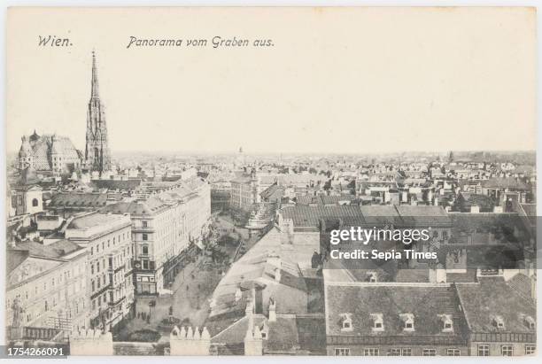 Vienna. Panorama from the Graben, Wolf, Vereinigte Kunstanstalten, Vienna, Producer paperboard, Collotype, St. Stephan's Cathedral, Attractions, 1st...